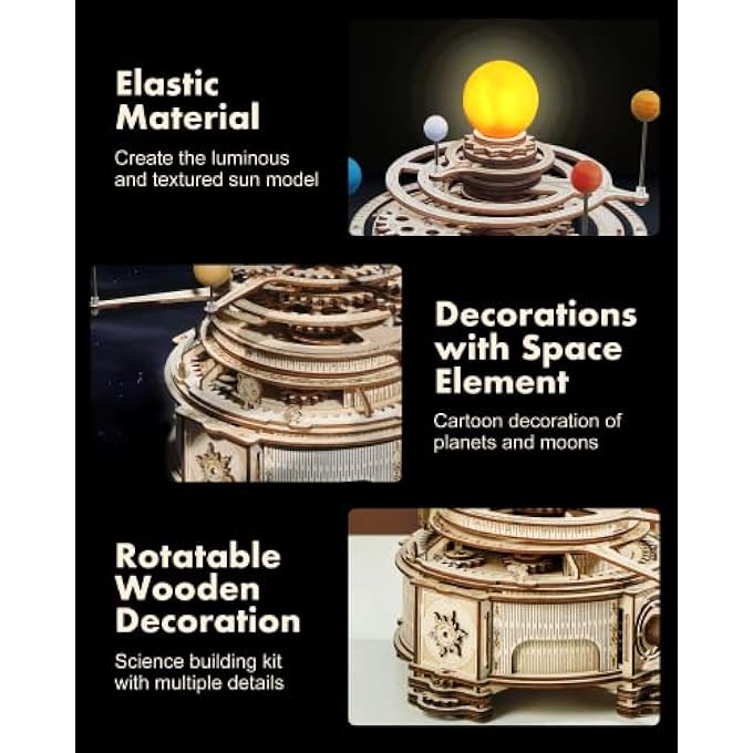 3D WOODEN ORRERY PUZZLE-WOOD SOLAR SYSTEM MODEL KIT FOR ADULTS-3D ASSEMBLY PUZZLES AS A GIFT FOR EASTER/ST. PATRICK'S DAY/BIRTHDAY/FATHER'S DAY/MOTHER'S DAY - Image 4
